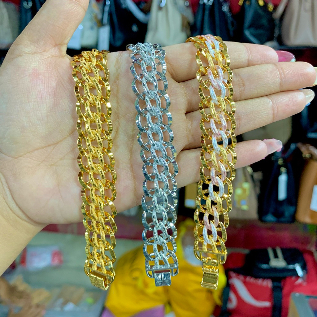 Benika Accesories - Gelang Rantai Lipan Dove Gold Silver Xuping Jewelry - Gelang Rantai Dubai Ukir B