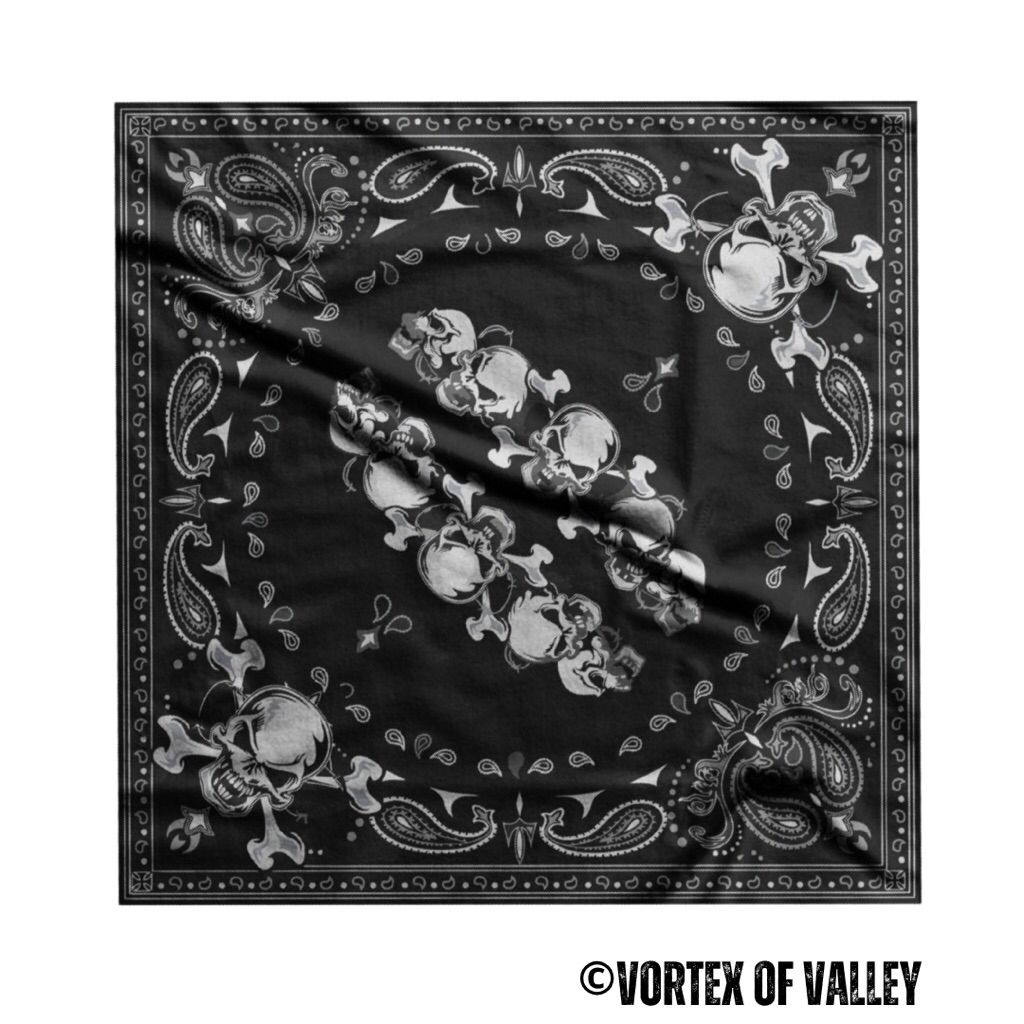 VoV - Slayer Bandana Syal Scarf Mask Premium Motif Tengkorak Skull Black