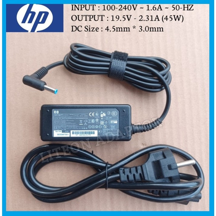 Cas Charger Adaptor laptop hp 19.5V-2.31A 45W Blue Pin For 14s-dq5115TU HP 14s-dq5118tu 14s-dq4028tu