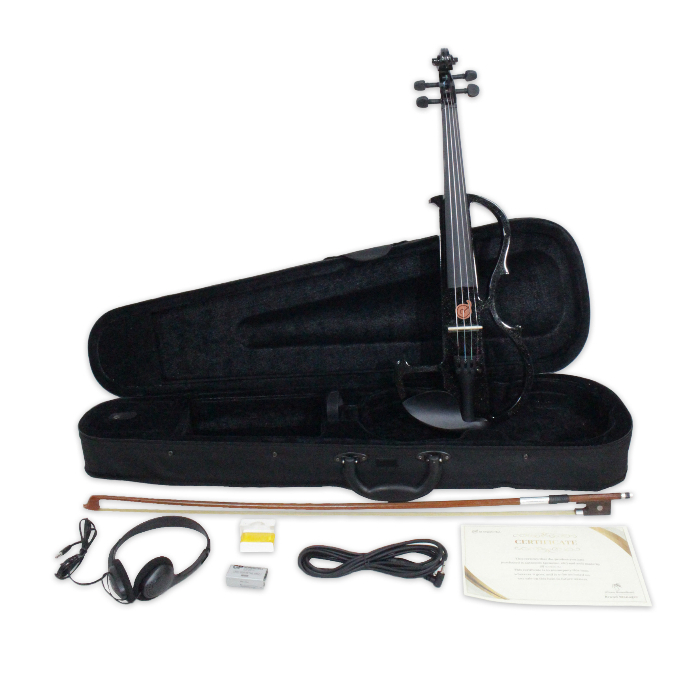 Biola Elektrik Merk MANDALIKA Warna Hitam Original Ukuran 4/4 Bonus Hardcase Bow Rosin Bridge buat P