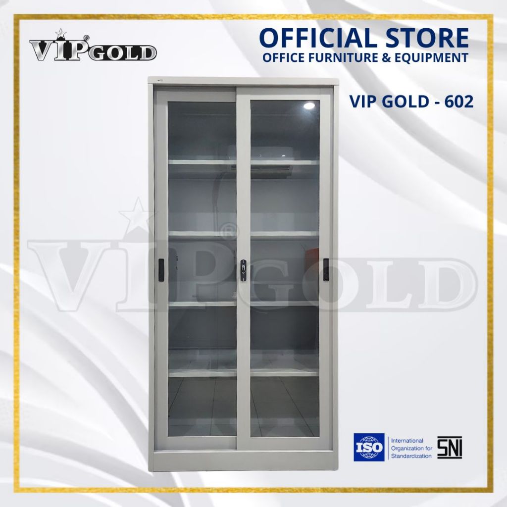 ALMARI ARSIP SLIDING KACA // LEMARI SERBAGUNA // LEMARI BESI // VG-602 || VIP FURNITURE OFFICIAL