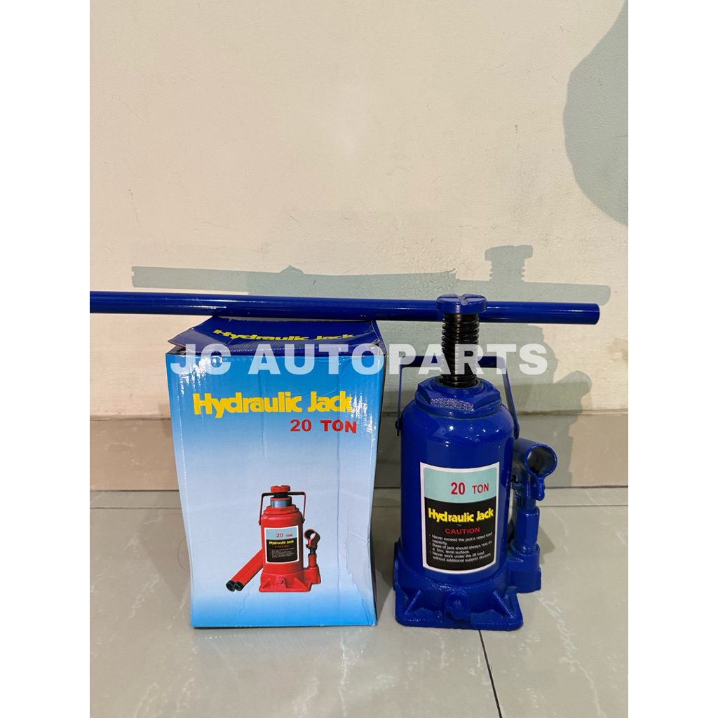 Dongkrak Botol 20 Ton Hydraulic Jack Body Pendek Ulir Biru