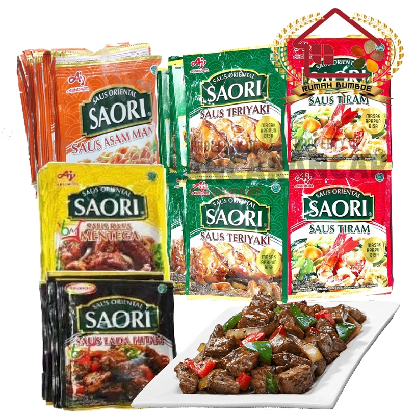 

(10 pcs) SAORI Saus Oriental Bumbu Instant Dapur Sachet Aneka Rasa Tiram Teriyaki Lada Hitam