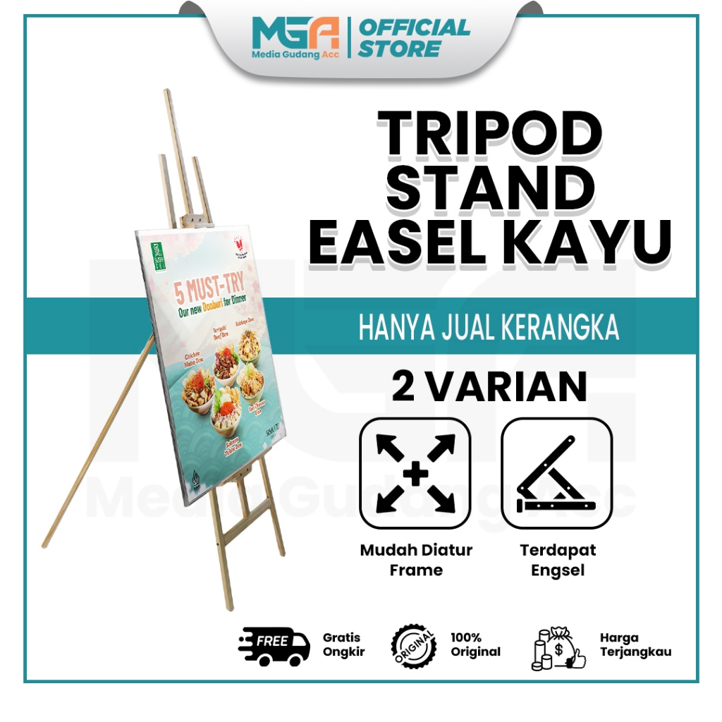 

Tripod Stand Easel Kayu Frame Kanvas Lukisan Holder Foto