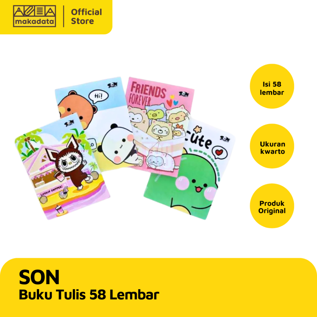 

BUKU TULIS SON UKURAN KWARTO 58 LEMBAR (1 PACK) MURAH
