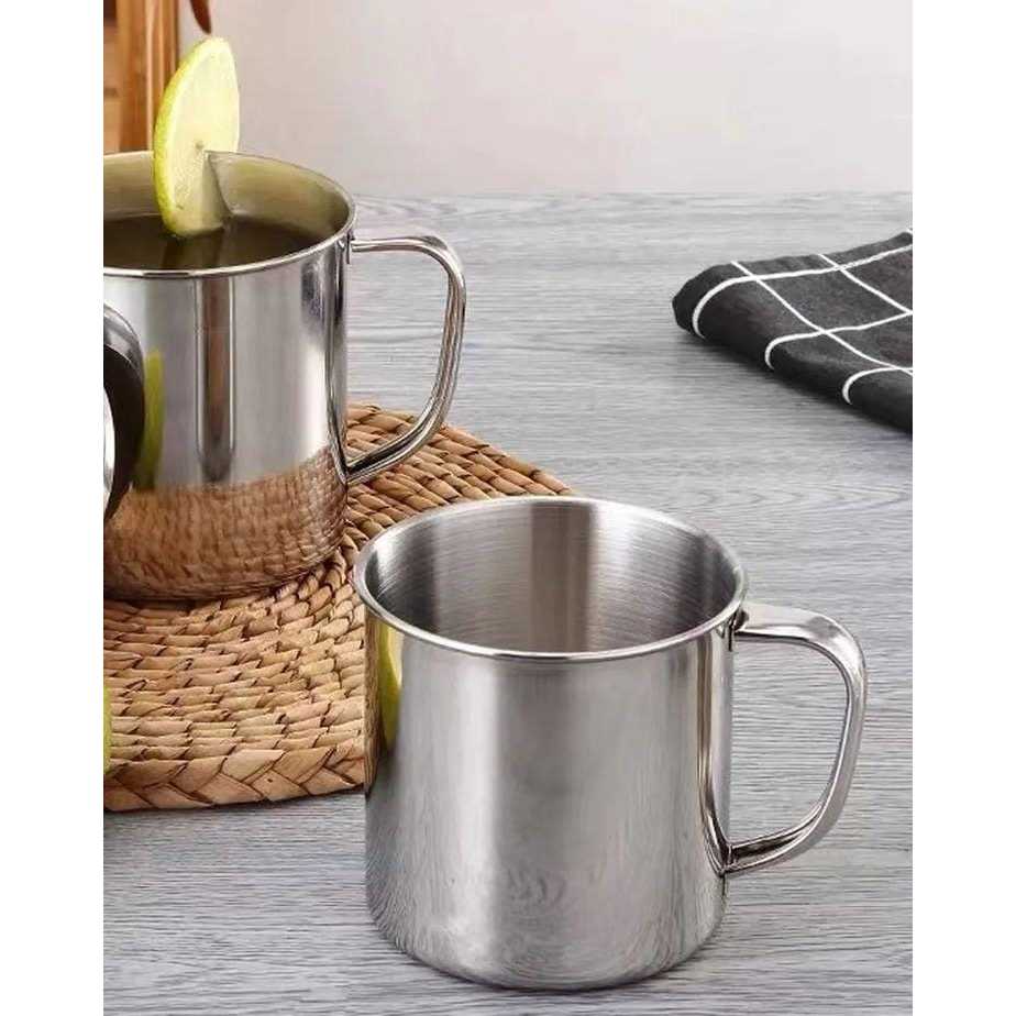 Cangkir Stainless Gelas Stainless / Mug Stainless + Tutup / Gelas Tutup Stainless 10 CM