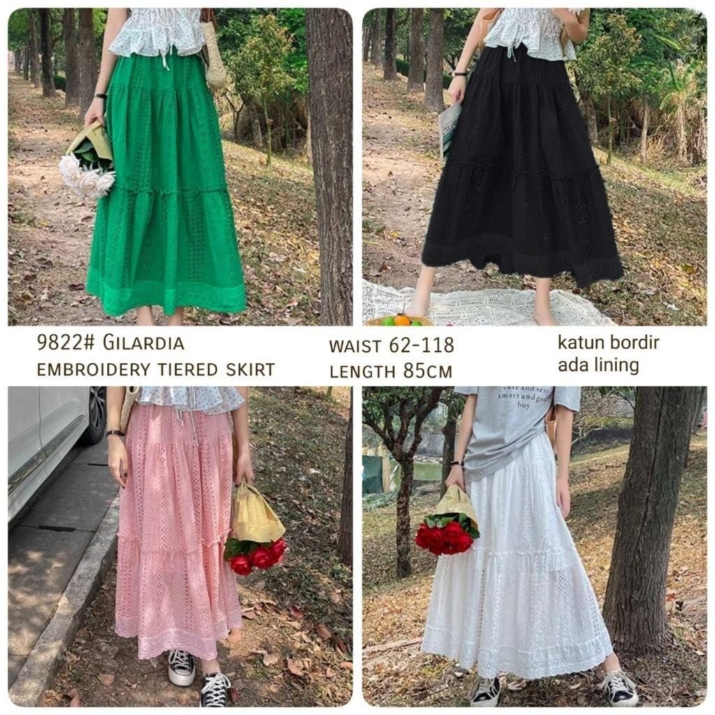 Gilardia Embroidery Tiered Skirt