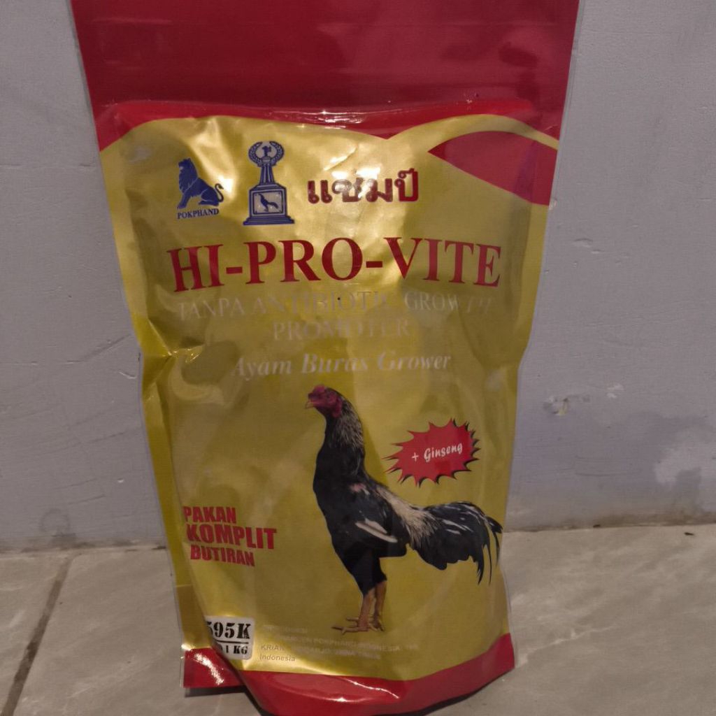 595K HI-PRO-VITE PAKAN AYAM BANGKOK ADUAN PUR AYAM JAGO PLUS GABAH DAN GINSENG VITAMIN TAMBAHAN