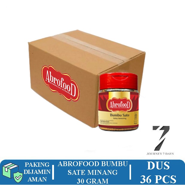 

ABROFOOD BUMBU SATE BOTOL 30 GRAM DUS PER 36 PCS JOURNEY 7 DAYS DENGAN PAKING AMAN