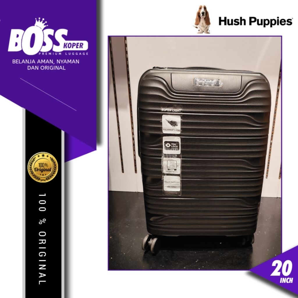 HUSH PUPPIES Koper 20 Inch Cabin/Kabin Hardcase Expandable TSA Original