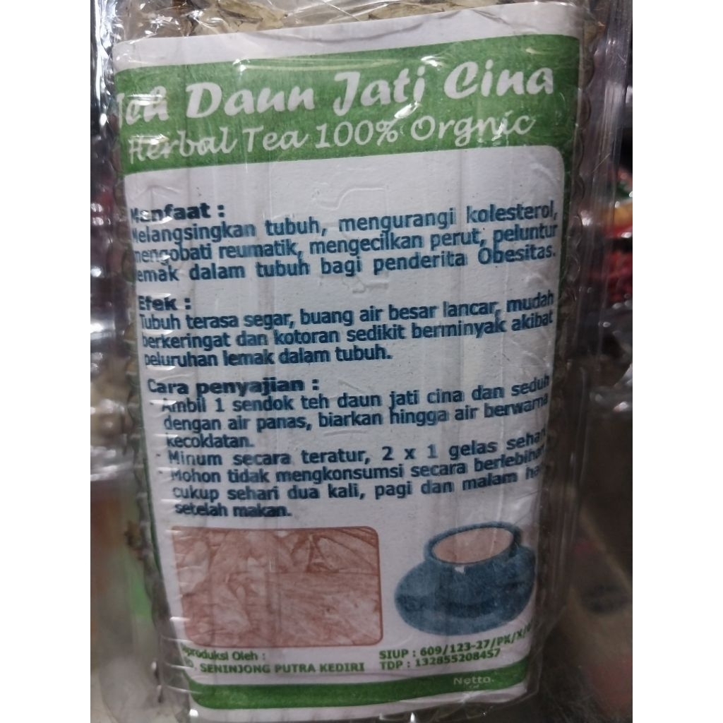 

teh daun jati kering pelangsing alami 60 gram