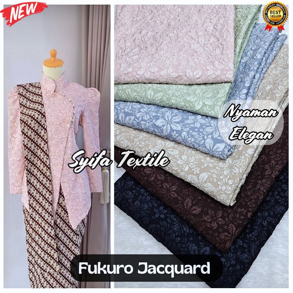 Kain Jaguard Emboss Timbul / Jacquard Fukuro / Bahan Kebaya Janggan / Kain Jacquard Emboss / Kain Ja