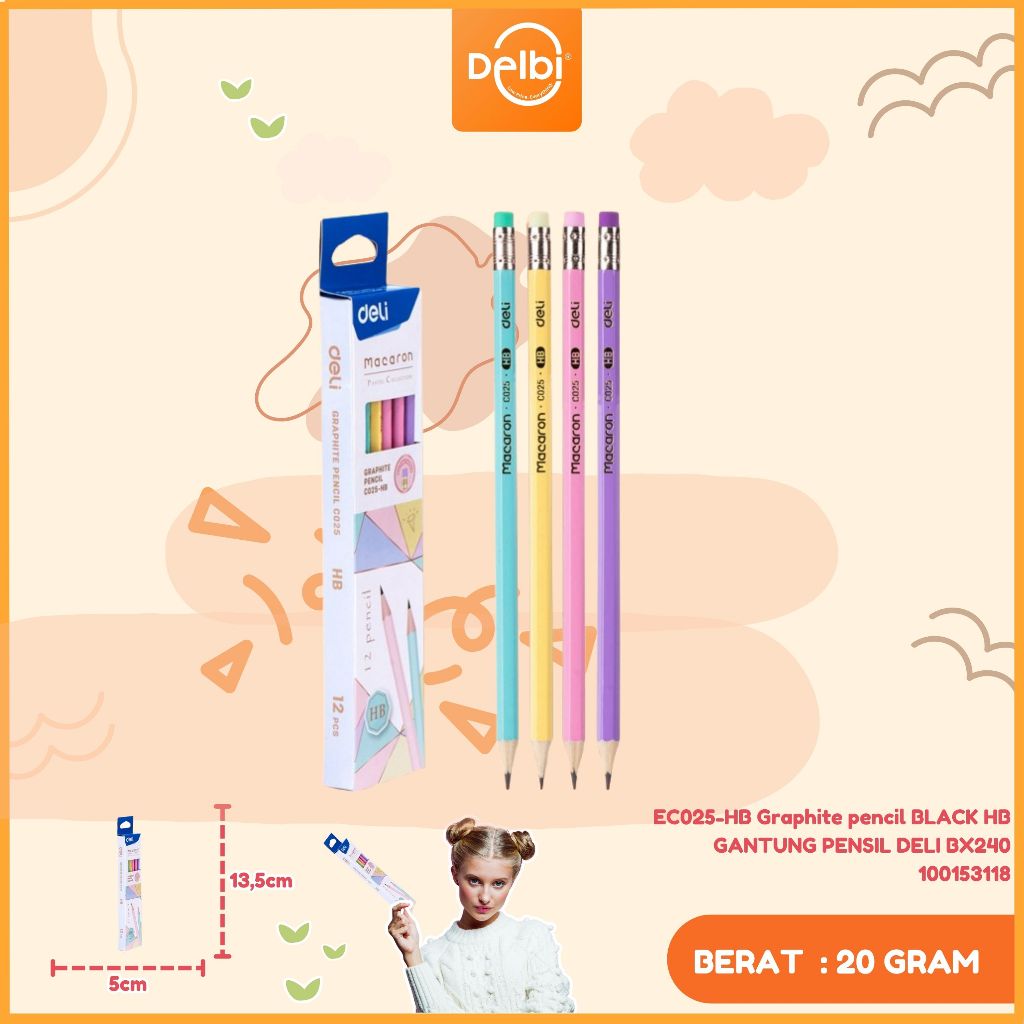 

EC025-HB Graphite pencil BLACK HB GANTUNG PENSIL DELI pencil BLACK HB GANTUNG PENSIL