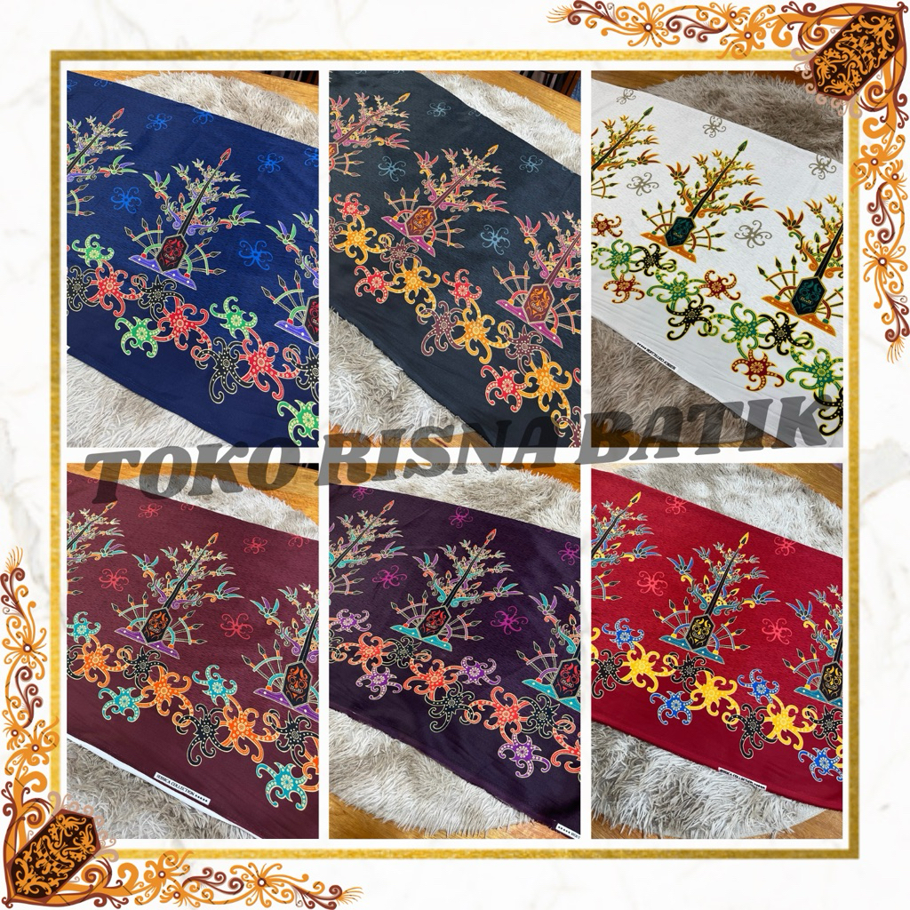 (HARGA PER SETENGAH METER) Kain batik khas Kalimantan Tengah bahan sutra silk premium motif batang g
