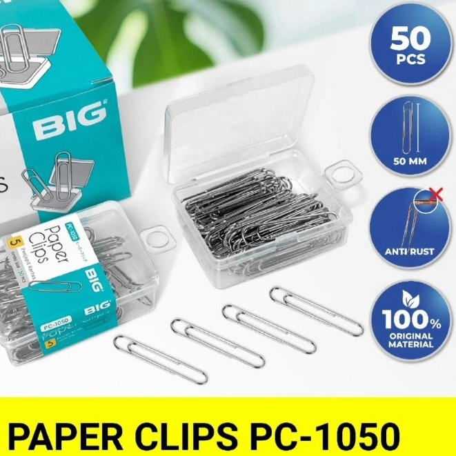 

Paper Clip Klip Penjepit Kertas No. 5 Jumbo Box Plastik PC-1050 isi 50 Pcs Per Pack BIG