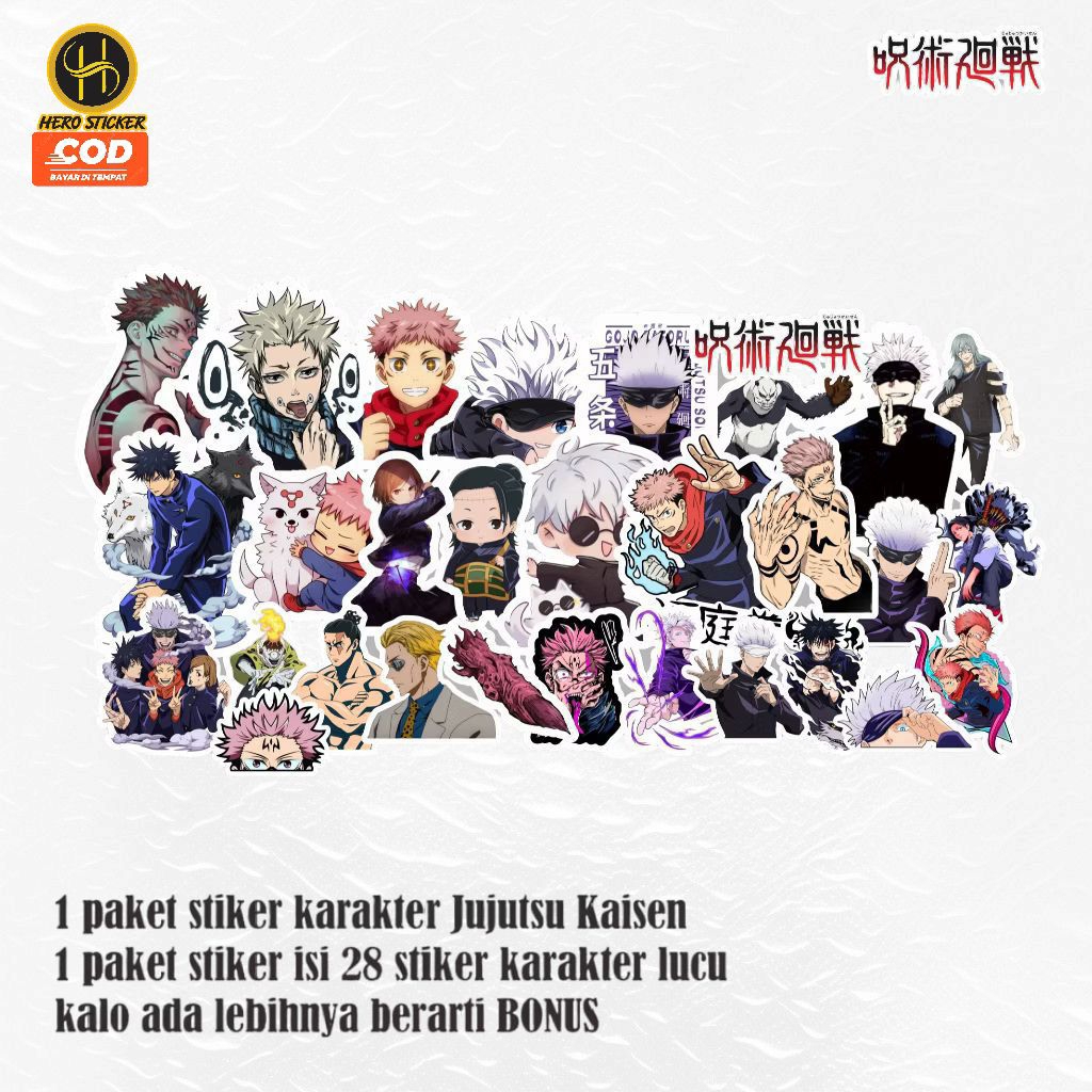 

Sticker COD Stiker Anime Karakter di Serial Jujutsu Kaisen 28 Stiker Lucu untuk Case HP & Laptop Bonus