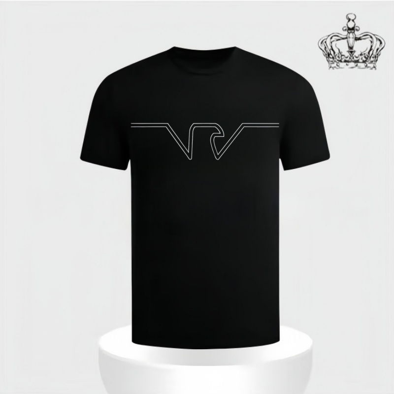 Kaos Polos Pria Premium Armani dengan Desain Kurva Minimalis, Bahan Katun 100%