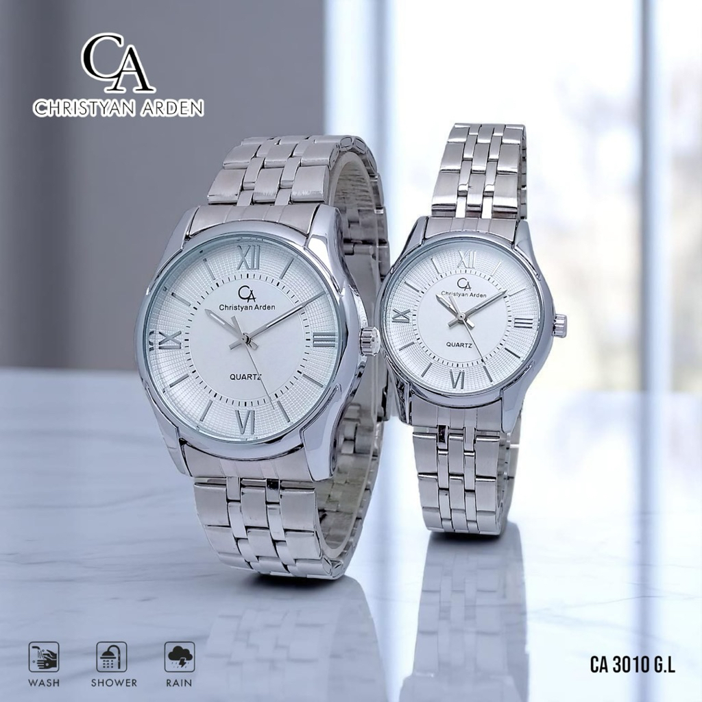 Jam Tangan Couple Anti Air Christyan Arden 3010 G.L Jam Tangan Cowok Jam Tangan Cewek Rantai Halus