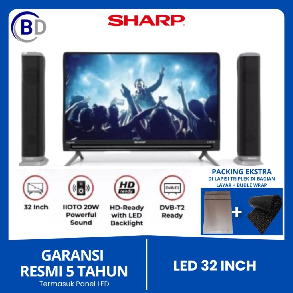 SHARP LED TV  2T-C32BB1i-TB - Hitam [32 Inch]