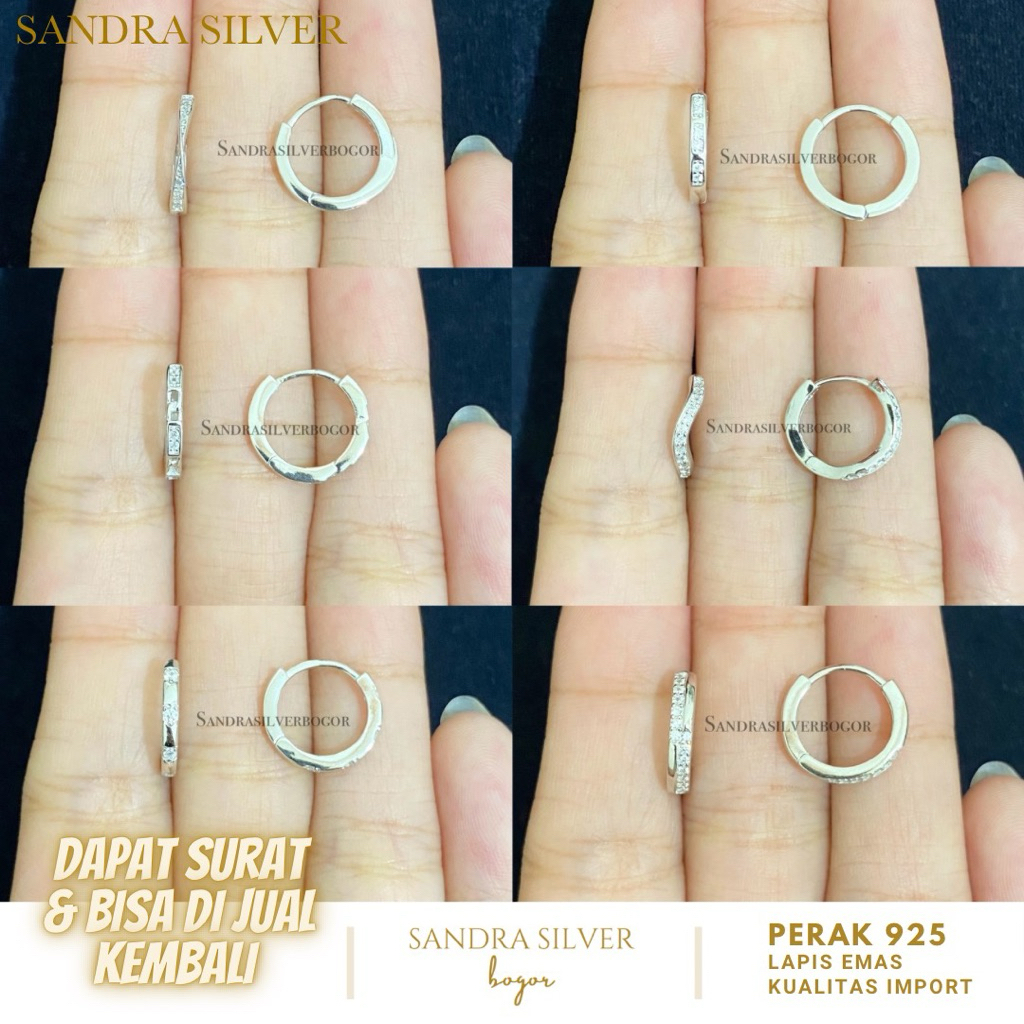 Anting Jepit Simple Perak 925 model jepit Bulat Lapis emas putih