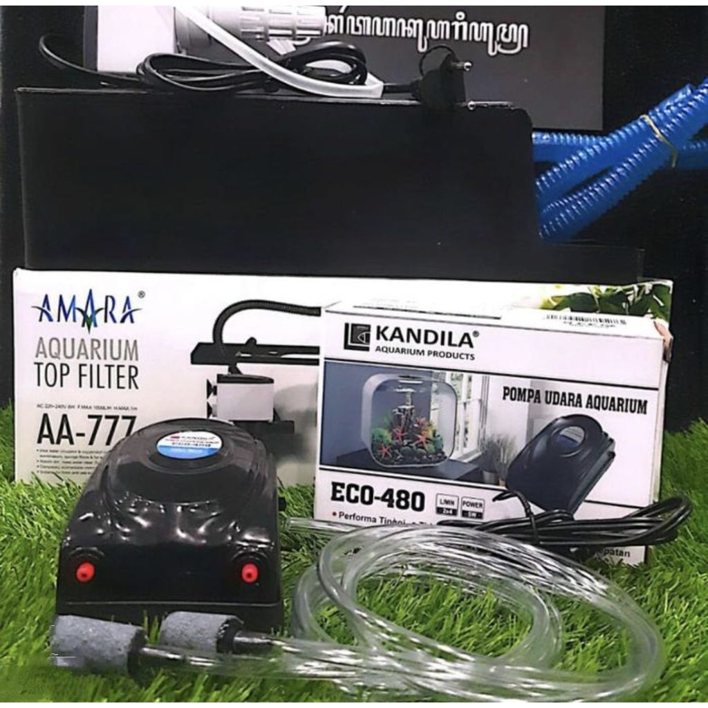paket box filter, aerator 2lbg komplit filter aquarium full set plus gelembung udara