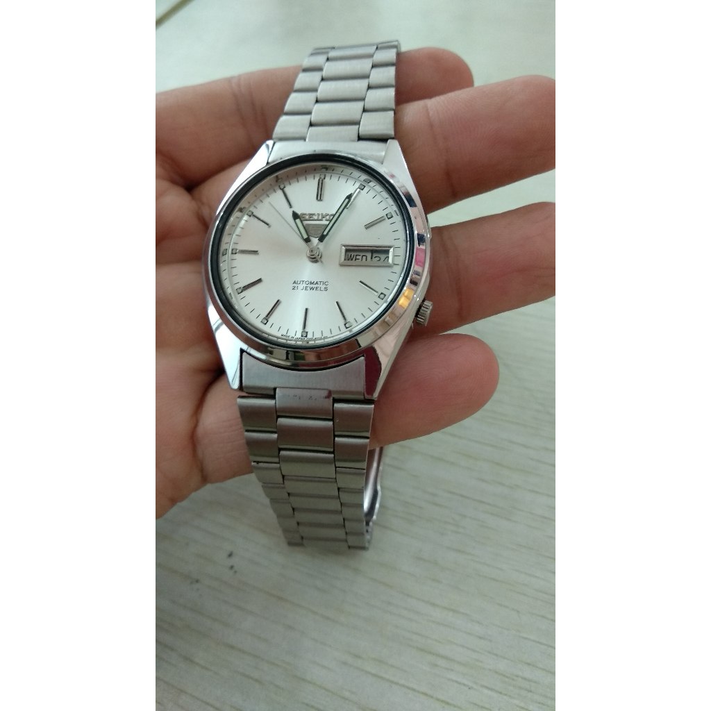 SEIKO 5 automatic klasik silver mulus normal jam tangan klasik pria elegan simple
