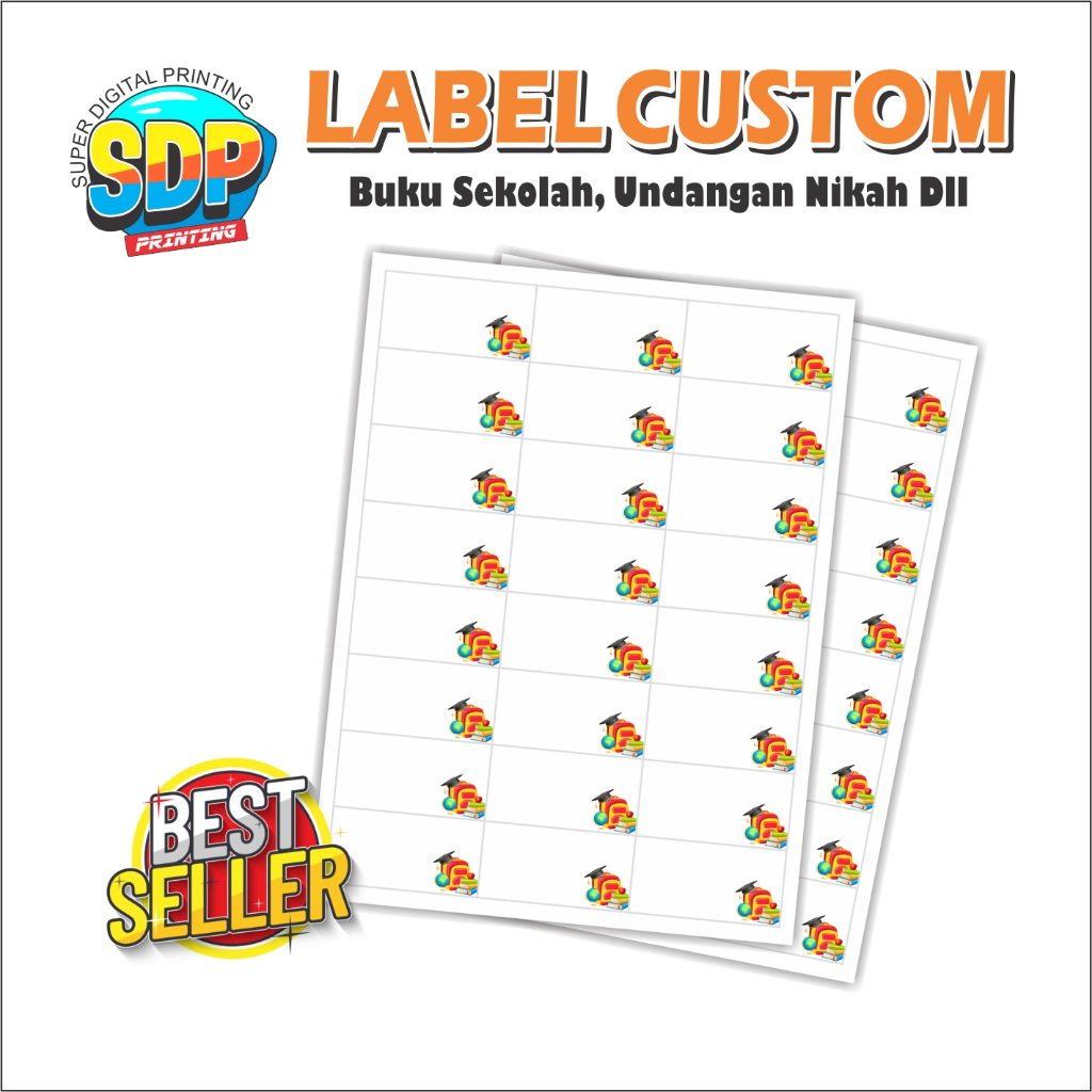 

Cetak Stiker Label Undangan & Nama Buku – Ukuran A4 Tanpa Cutting, Super Digital Printing