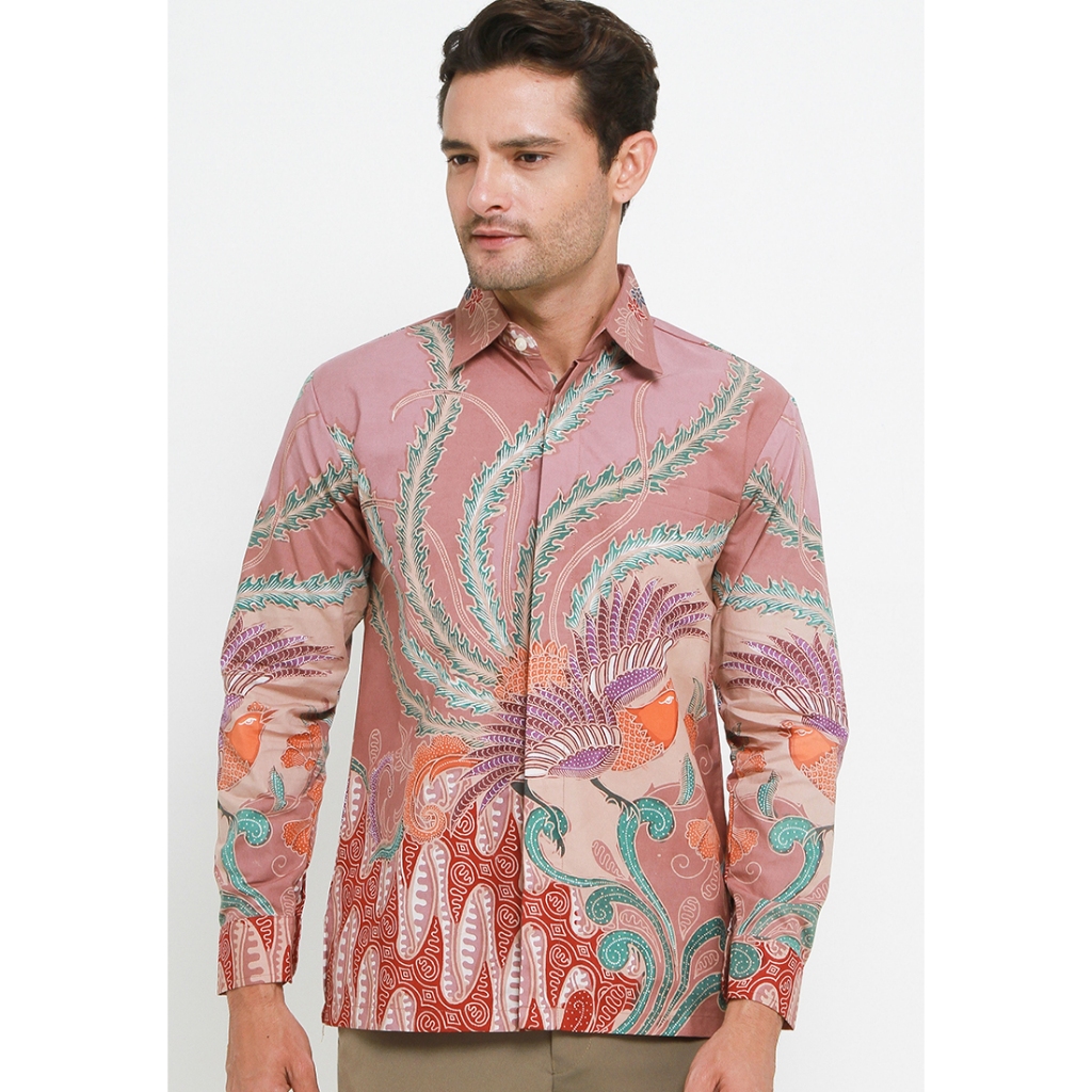 Rizqina - Kemeja Batik Tulis Pria Lapis Furing Motif Murai Medan Lengan Panjang Slim