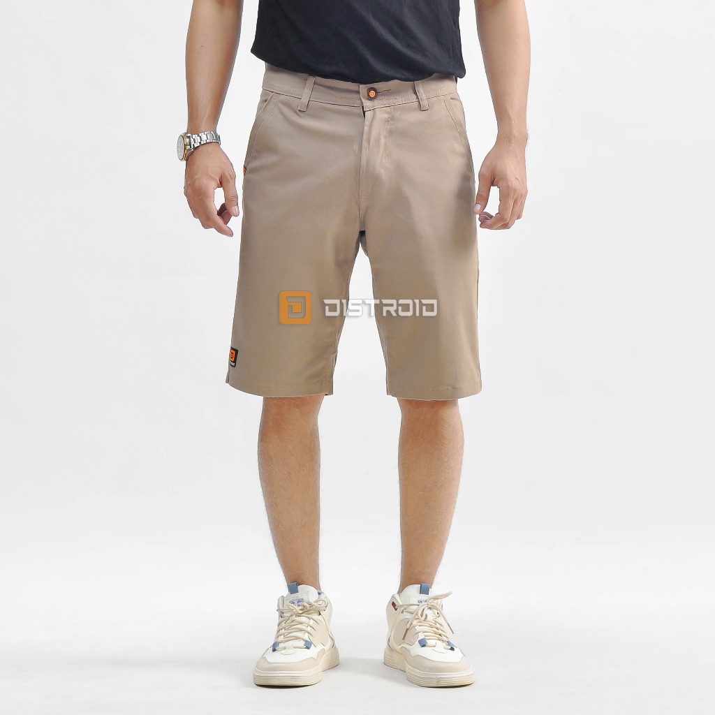 Distroid Celana Chinos Pendek Pria Katun Melar Cowok Dewasa Stretch