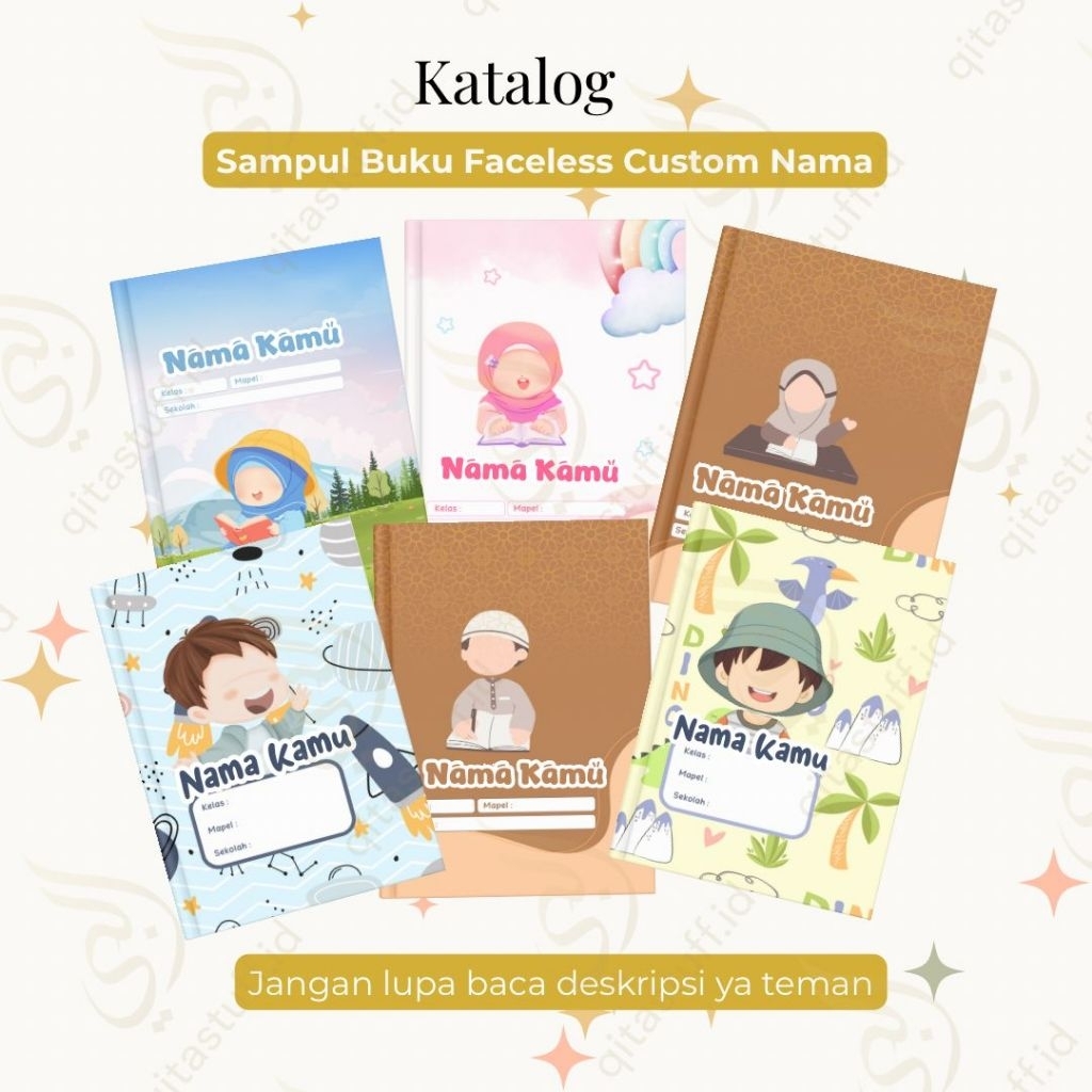 

(10 pcs) Sampul buku custom nama faceless cover buku custom cute girl sampul buku sekolah