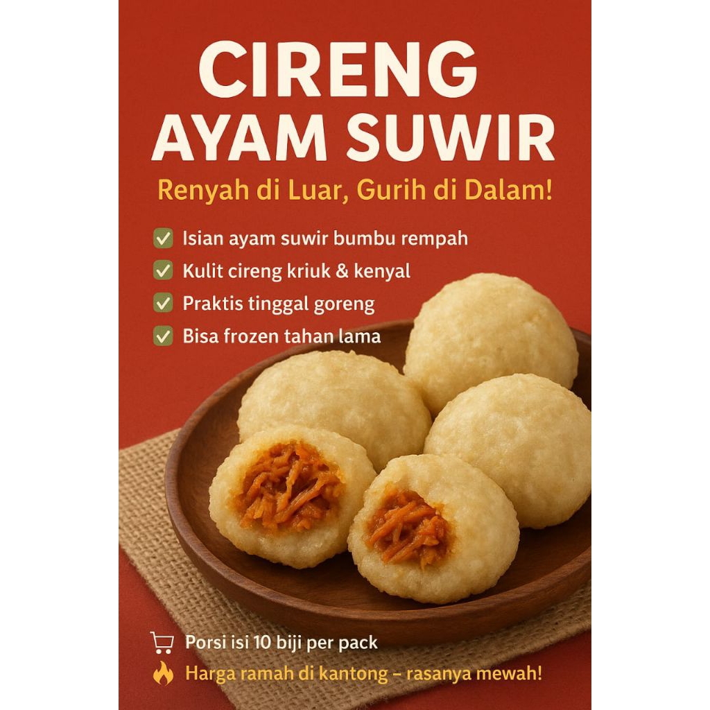 

cireng isi ayam suwir pedas gurih isi 10 pcs