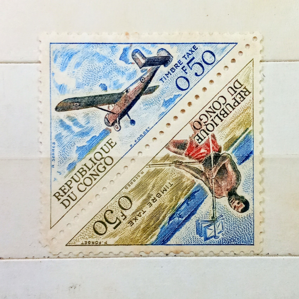 

Prangko Koleksi Filateli Kongo 1961 Post Runner & Holste Broussard Monoplane
