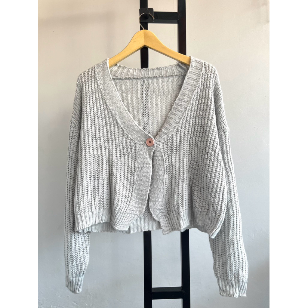 Cardigan Rajut Premium Warna Light Grey