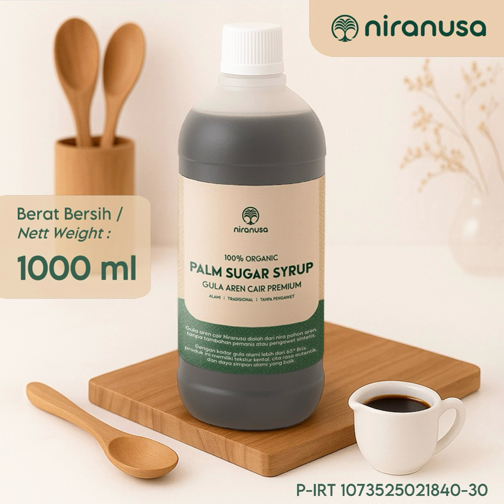 

Gula Aren Cair Organik 1000 ml (BPOM) – Palm Sugar Syrup • Tanpa Pengawet