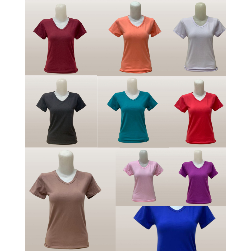 Kaos Polos V neck Wanita/Kaos polos v neck lengan pendek/Kaos Pendek Wanita/Kaos Santa Lengan Pendek
