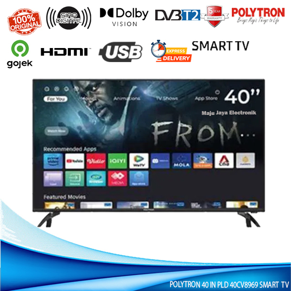 LED TV Polytron 40CV8969 40 In USB Movie HDMI DVBT2 Digital You Tube SMART TV