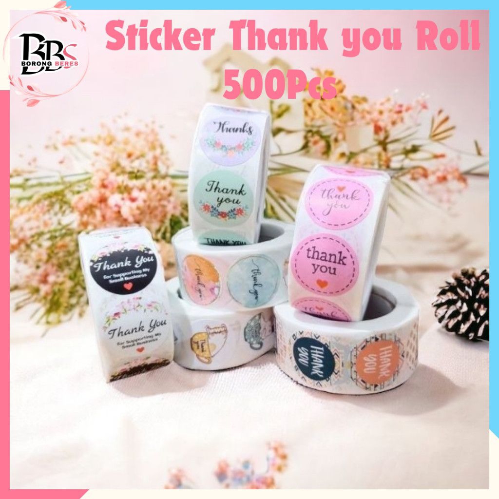 

Sticker Thank You Roll Isi 500 Pcs Stiker Terima Kasih Motif