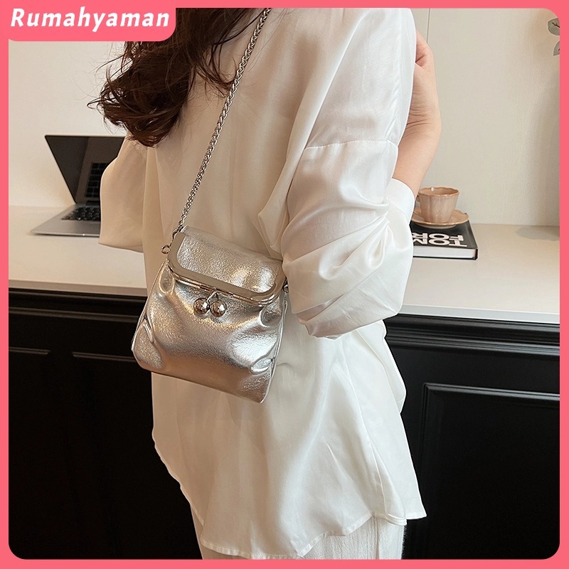 Tas Wanita Perak 2025 Panas Baru Tas Selempang Rantai Seratus Tas Mini  Kecil Super Populer Untuk Wa