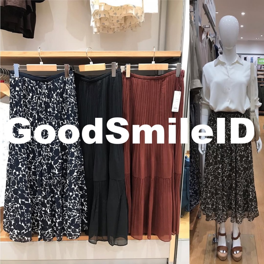 SALE!! Women Rok Sifon Panel Long Skirt Chiffon Polos Motif Wanita JASTIP UNIQLO SALE