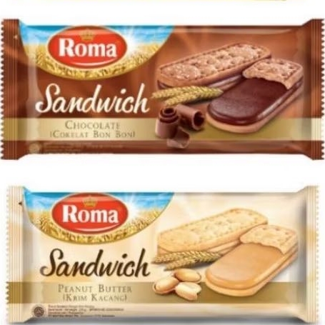 

Roma Aneka Sandwichi Sandwich Biskuit Choco cokelat Peanut butter cracker