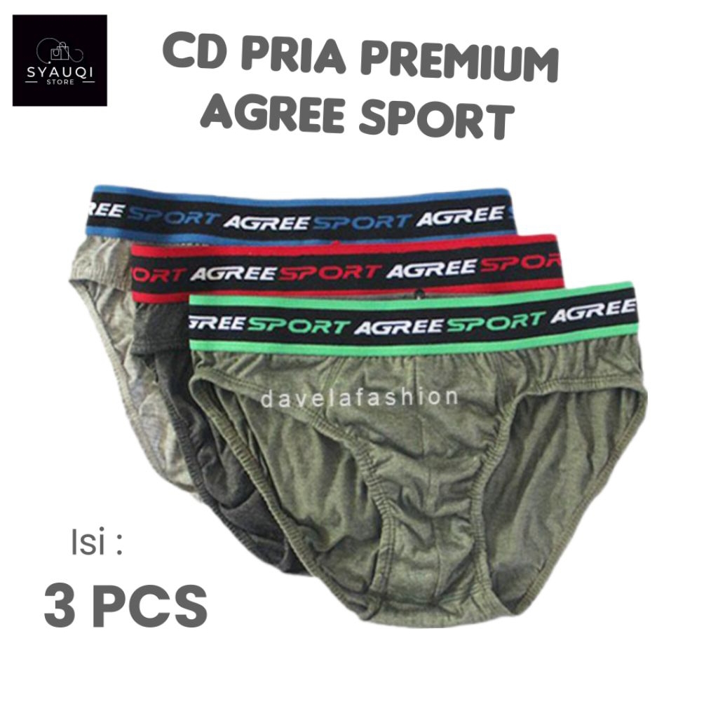 ( 3 pcs ) Celana Dalam Pria Dewasa Agree Sport Import Original Premium Quality