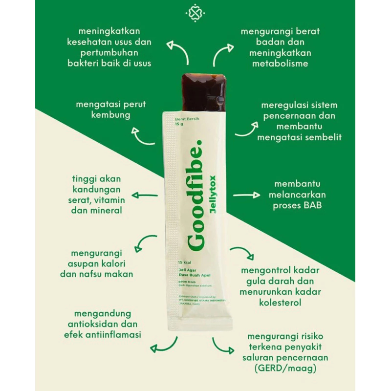 

GOODFIBE JELLYTOX ORIGINAL MADE IN TAIWAN - JELLY SIAP SAJI - FIBER JELLY PROBIOTIK - SUPLEMEN UNTUK DIET DAN DETOX - PENGONTROL NAPSU MAKAN - PENGHILANG LEMAK - PEMBAKAR LEMAK - PELANGSING TUBUH - JELLY FIBER BPOM DAN HALAL