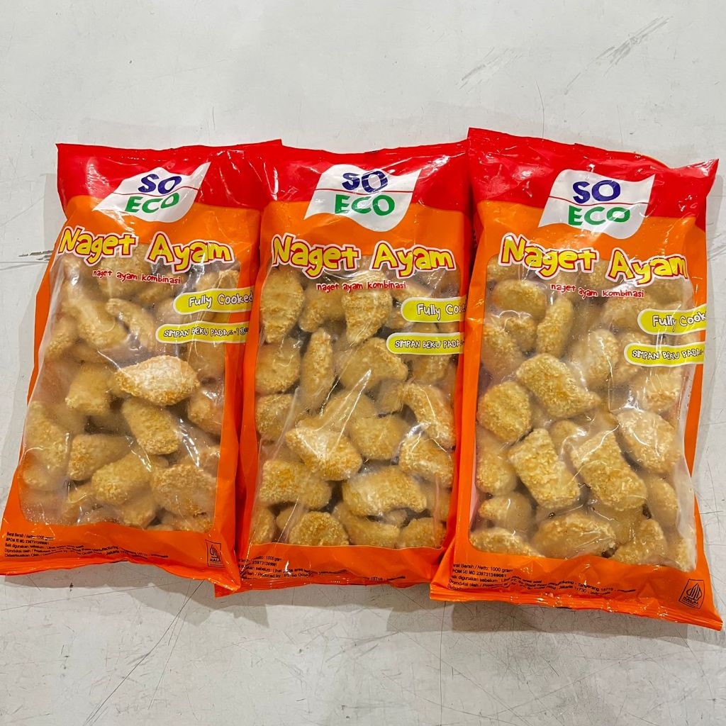 

So Eco Chicken Nugget / Naget Ayam Halal 1kg Citarasa Lokal Halal Frozen Food Makanan Kemasan Olahan