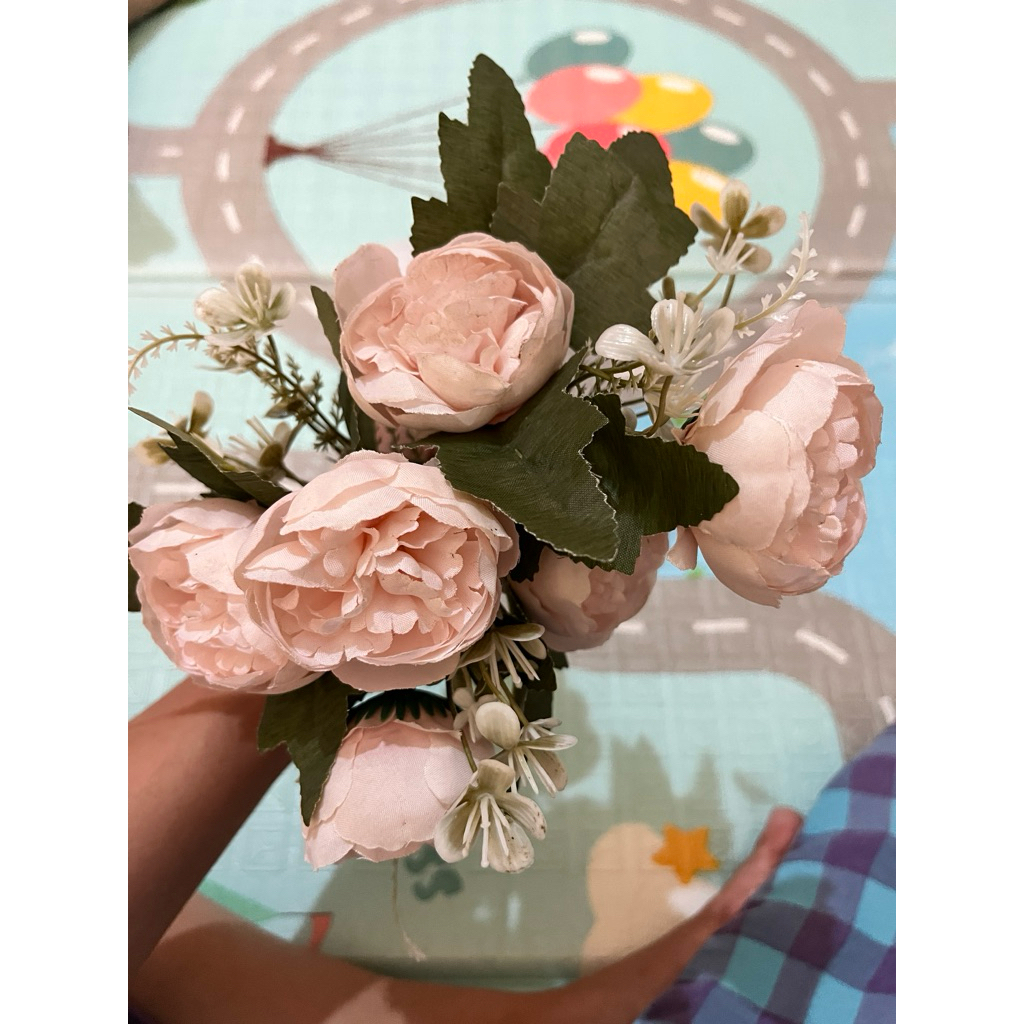 Preloved Bunga Plastik + vas bunga