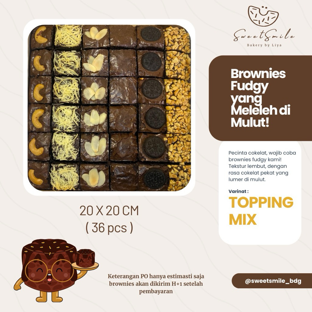 

fudgy brownies topping mix (size 20x20cm)