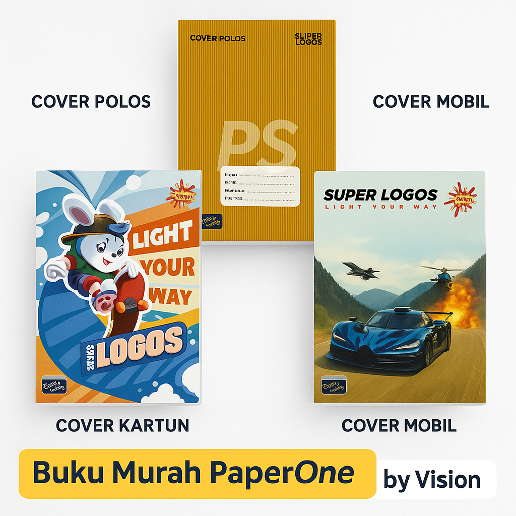 

Buku Tulis 38 Lembar Kwarto – Super Logos PaperOne by Vision | 1 Pack Isi 10 Buku