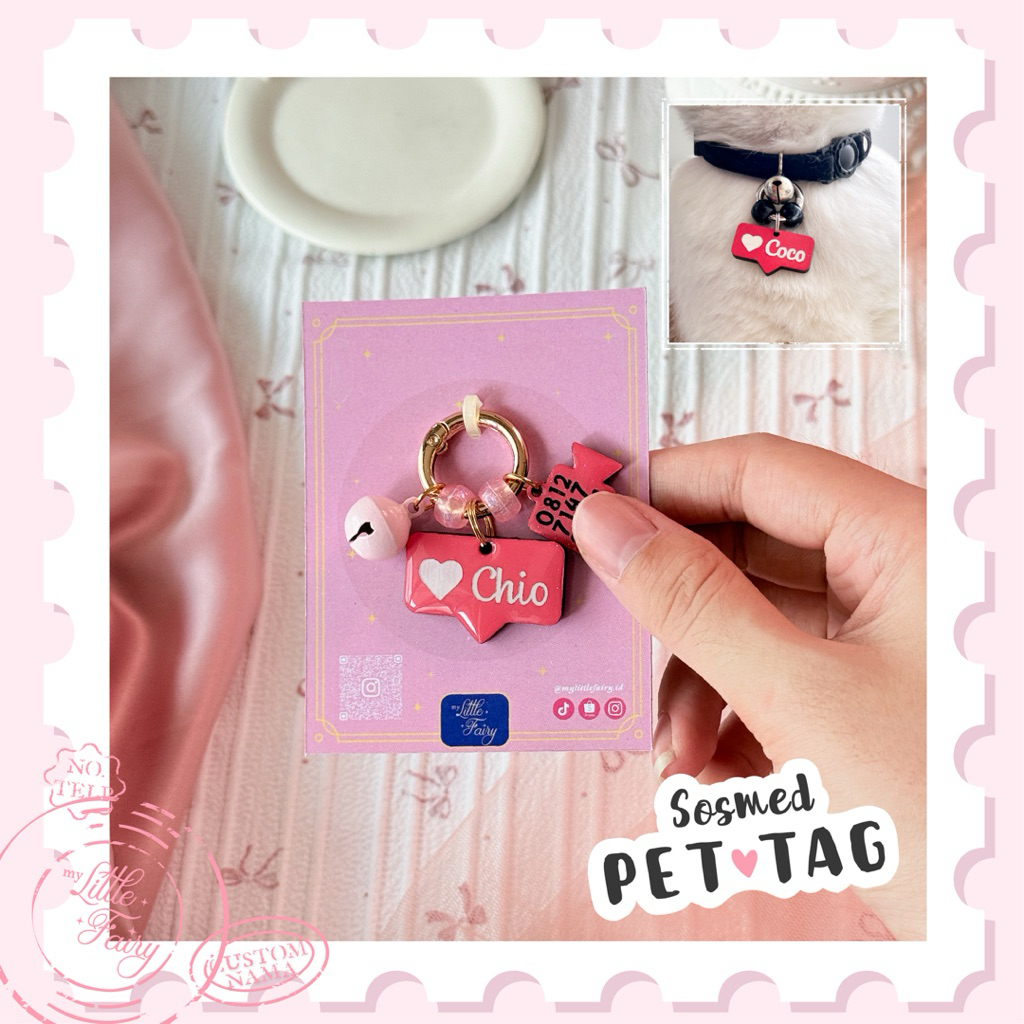 [CUSTOM NAMA] Sosmed Pet Tag Custom Pet Tag Anjing Kucing | Pet Charm | Pet Collar Kalung kucing Kal