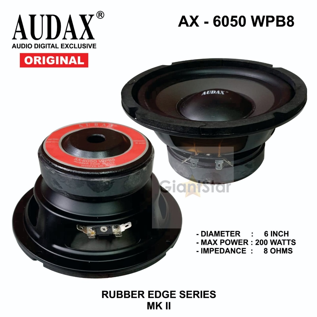 SPEAKER WOOFER 6 inch AUDAX AX-6050 WPB8 AX 6050 6inch 6in 200 Watt AUDAX INDONESIA