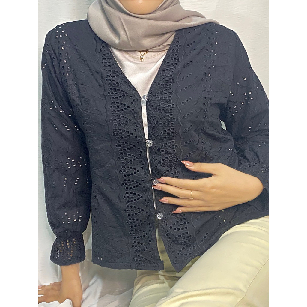 vlaya - blouse sheza bahan katun bordir bolong premium