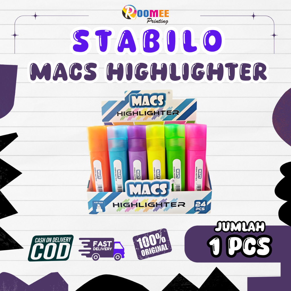 

(1PCS) STABILO HIGHLIGHTER MACS SET 6 WARNA / STABILO PENANDA TULISAN